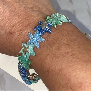 Starfish Embossed Stretch Bracelet Blue Sea
